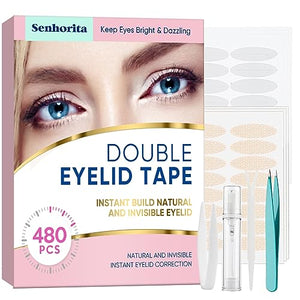 Eyelid Tape, 480 Pcs Eyelid Lifter Strips, Double Eyelid Tape for Hooded Eyes Invisible Instant Lifting Heavy Hooded/Droopy/Uneven Eye Lids