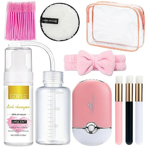 Lash Shampoo for Lash Extensions Eyelash Extension Cleanser Lash Mousse Lash Remover for Lash Extensions, Makeup Bag Lash Cleaning Kit