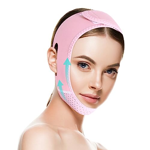 V Line Mask-Chin Strap for Chin for Women,V- face bandage,Chin Strap - V Shaped Mask Chin for Women & Men,Reusable Face Strap(PINK)