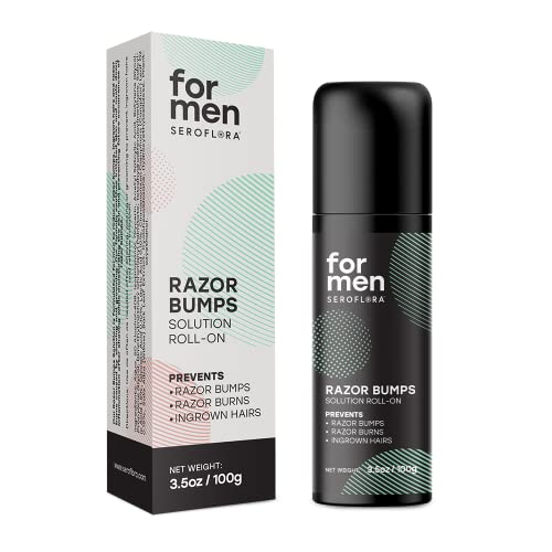 Seroflora For Men Razor Bumps Solution - Ingrown Hair Treatment for Men - Razor Bump Treatment for After Shave & Waxing - Roll-On for Face, Legs, Body (3.5floz)