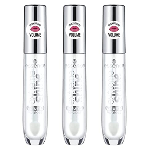 essence | 3-Pack Extreme Shine Volume Lip Gloss | High Shine, Non-Sticky, Long Lasting Transparent Lip Gloss | Vegan & Cruelty Free (01 | Crystal Clear)