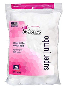 Swisspers Cotton Balls Jumbo Plus Size, 70 Count (Pack of 3)