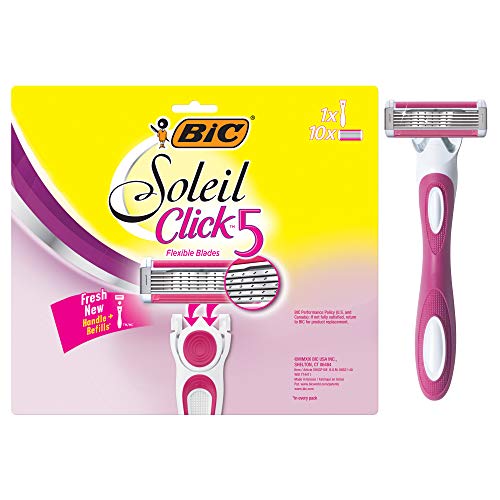 BIC Click 5 Soleil Women's Disposable Razor Refills, 5 Blades With a Moisture Strip For a Smoother Shave, 10 Cartridges Refill Only