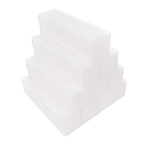 10 Pcs Nail Buffer Block for Acrylic and Natural Nails, Upgraded No Smell 4 Sided Sanding Buffers for Gel Nails Fingernail Buffing Filer Set, Professional Manicure Buffer Bulk Medium Grit White