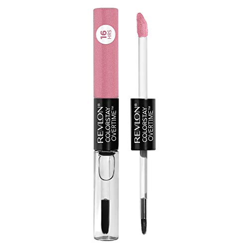 Revlon Liquid Lipstick with Clear Lip Gloss, ColorStay Face Makeup, Overtime Lipcolor, Dual Ended with Vitamin E in Pink, Forever Pink (410), 0.07 Oz