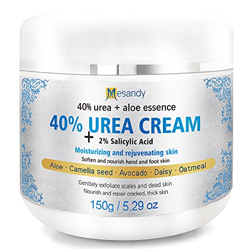 Urea Cream 40% - 5.29 Oz, Maximum Strength Callus Remover with 2% Salicylic Acid, Intensively Moisturizes & Softens Dry Cracked Hands, Elbows, Feet, Heels, Knees, Repairs Skin