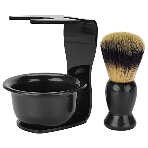 CINEEN 3-in-1 Shaving Brush Kit Includes Badger Hair Shaving Brush Shaving Bowl Razor & Brush Holder Shaving Brush Set for Father Husband Boyfriend Birthday and Valentines Day Gifts