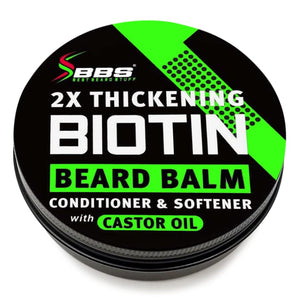 2X Thickening BIOTIN Beard Balm for Men/Mustache Wax for Thicker Facial Hair Growth - Leave in Conditioner - Softener - Moisturizer - All Natural Care Treatment - Castor Oil - USA Vegan Product