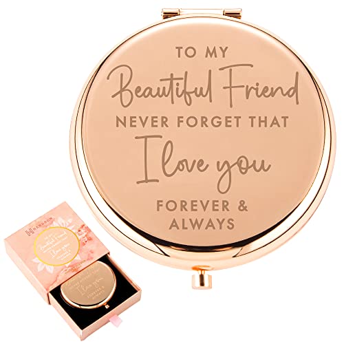 Best Friend Birthday Gifts for Friend | Sentimental Friend Gift Ideas for Women | Friendship Gifts for BFF, Bestfriend, Besties, Long Distance, Christmas | I Love You Friend | Rose Gold Compact Mirror
