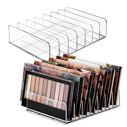 Vowcarol Eyeshadow Palette Organizer, Acrylic 7-Section Divided Makeup Palette Organizer Holder - Clear 2 Pack