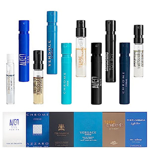 Infinite Scents Cologne Samples for Men: 10 Designer Fragrances + Pocket-Sized Pouch - Travel-Size Men's Sampler Set, Sample Pack Gift Set