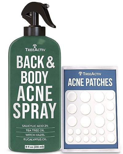 TreeActiv Body Acne Treatment Spray, 8 oz, 2% Salicylic Acid Spray for Body, Back Acne Treatment Spray with Tea Tree Oil and Aloe Vera, Gentle Back Acne Spray that Clears Body Acne, 2000+ Uses