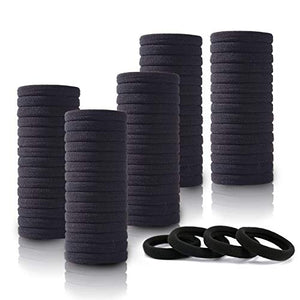 100PCS Black Hair Ties for Women Girls, Seamless Thick Black Hair Band, Elastic Hair Ties No Damage Ponytail Holder