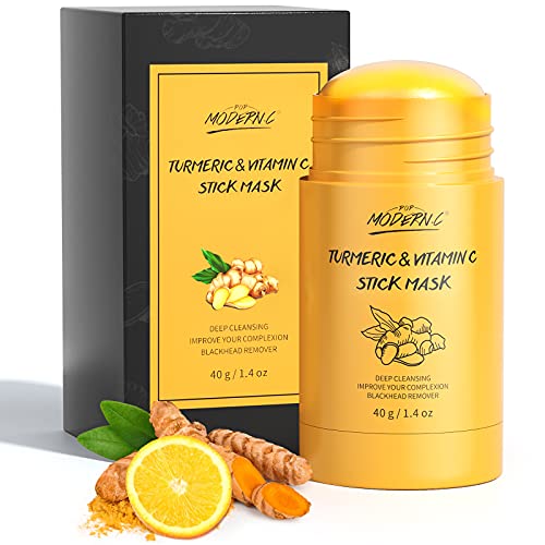 Turmeric Clay Stick Mask, Organic, Vitamin C Purifying Mask for Blackhead Cleansing, Healing, Clay Mud Mask for Deep Clean Pore, Improve Skin Acne Scars Facial Mask With Blackhead Remover Extractor ToolS