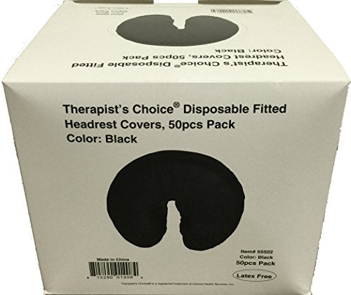 Therapist's Choice® Disposable Fitted Face Rest Covers, Color Black (50 pcs per box)