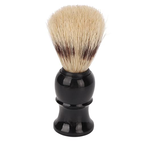Portable Men Shave Brush, Pure Hair Shaving Brush, Men Small Portable Black Curved Handle Foaming Beard Cleaning Brush for Home Salon Travel