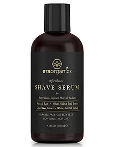 Era Organics Aftershave for Men - Soothing and Moisturizing After Shave Lotion for Men Made in the USA - Exfoliating Ingrown Hair Serum for Bumps and Irritation with Ginger Root and Burdock Root