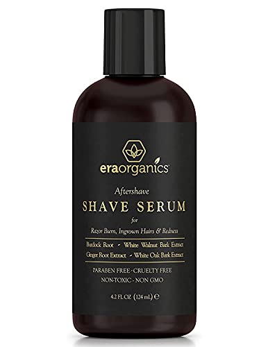 Era Organics Aftershave for Men - Soothing and Moisturizing After Shave Lotion for Men Made in the USA - Exfoliating Ingrown Hair Serum for Bumps and Irritation with Ginger Root and Burdock Root