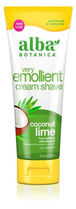 Alba Botanica Coconut Lime Very Emollient Cream Shave, 8 Ounce Bottles (Pack of 4)