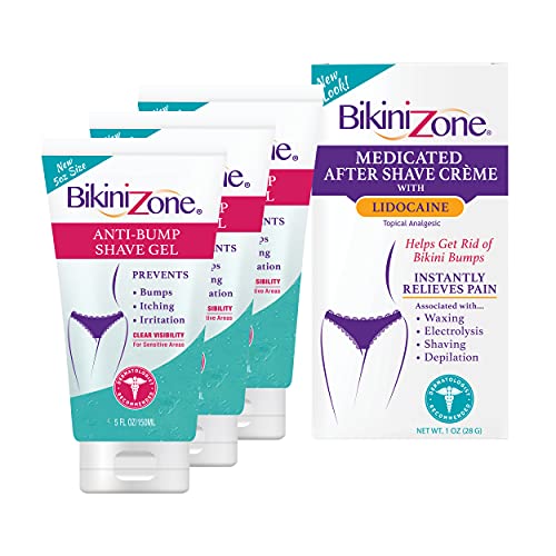 Three Bikini Zone Anti-Bump Shave Gel (5 oz) & a Bikini Zone Medicated After Shave Creme (1 oz)