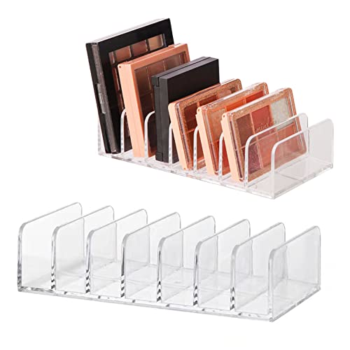 HFGFUEE Makeup Palette Organizer,Acrylic Eyeshadow Palette Pallet Holder,7 Sectons BPA-Free Divided Make Up Blush,Contour Storage Holder Cosmetic Eye Shadow Display Stand Clear Rack Vanity Holder -2 Pack)
