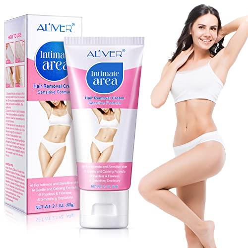 Intimate/Private Hair Removal Cream, Painless Flawless Depilatory Cream for Private Areas, Pubic, Bikini, Body, Legs, and Underarms, Unwanted Hair Remover with Sensitive Formula for All Skin Types