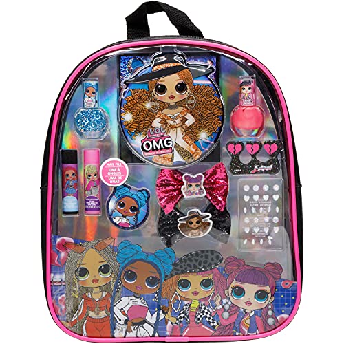 L.O.L Surprise! Townley Girl Backpack Cosmetic Makeup Set with Flip-up Mirror includes Lip Gloss, Nail Polish, Hair Bow & more for Kid Tweens Girls, Ages 3+ perfect for Parties, Sleepovers & Makeovers