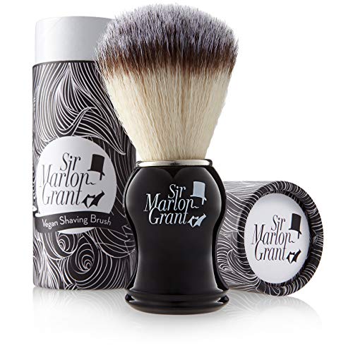 Vegan Shaving Brush: Vegan Shave Brush with Badger Hair Imitation – Wet Brush – Vegan Shaving Brushes for Men, Shaving Brush Vegan – Sir Marlon Grant