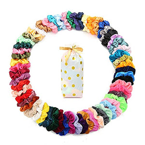 60 Pcs Scrunchies Soft Velvet Scrunchies and Satin Hair Scrunchies for Girls Silk Elastic Hair Ties Scrunchies for Women Hair Accessories with Gift Bag