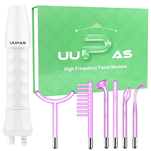 High Frequency Facial Wand - UUPAS 6 in 1 Violet Portable Handheld High Frequency Skin Facial Machine with 6 Pcs Purple Tubes for Face Home Use Device