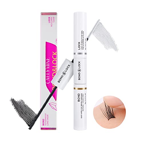 Lash Bond and Seal-CAELYMINE Cluster Lash Glue for Sensitive Eyes, Super Strong Hold 72 Hours DIY Eyelash Extension Glue, Bond and Seal Lash Glue Waterproof, Latex Free