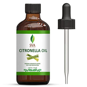 SVA ORGANICS Citronella Essential Oil 4 Oz Pure Natural Therapeutic Grade Oil for Skin, Body, Diffuser, Candle Making