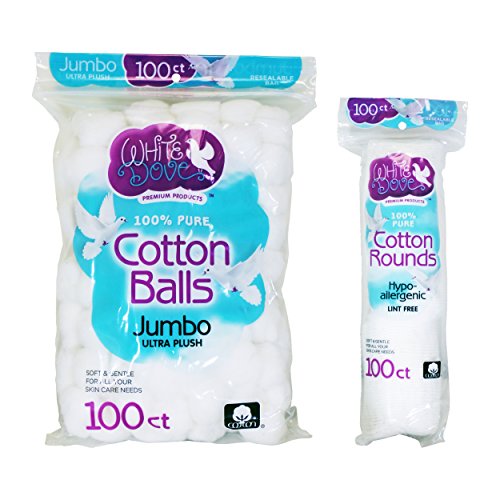 White Dove Cotton Balls & Round Pads 100ct Each