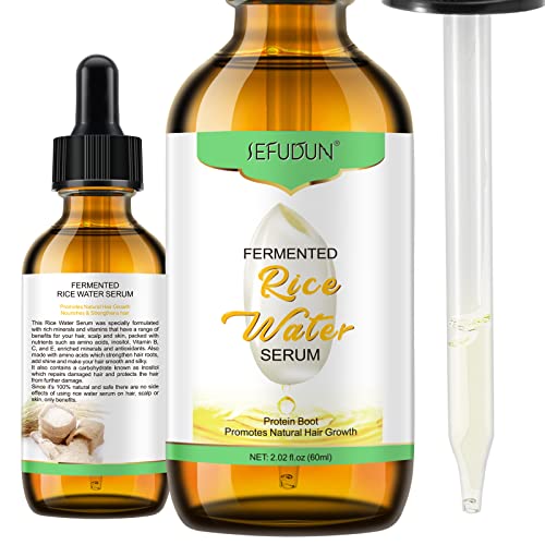 Rice Water for Hair Growth,Hair Growth Oil for Stronger,Thicker,Longer Hair,Hair Oil for Dry Damaged Hair and Growth,Hair Loss Treatments,Natural Fermented Rice Water,Biotin&Rosemary Oil,2 fl.oz