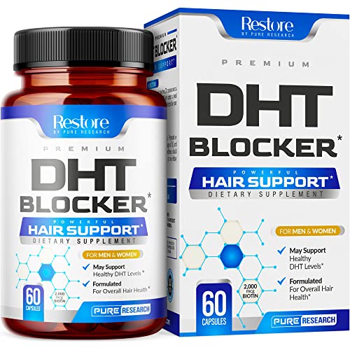 DHT Blocker Hair Growth Support Supplement - Supports Healthy Growth, Thick Strong Saw Palmetto + Vitamins for Women & Men May Levels Low Loss Capsules