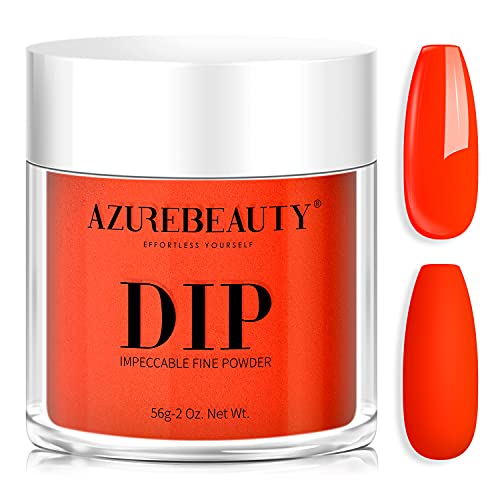 AZUREBEAUTY Neon Dip Powder 2 Oz/56g, Orange Red Dipping Powder French Nail Art Refill Manicure Salon DIY at Home, Odor-Free, Long-Lasting, No Nail Lamp Needed