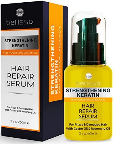 Keratin Hair Serum Oil – With Moroccan Argan Oil - Heat Protectant and Anti Frizz Control Repair Treatment for Women and Men - Straightener for All Hair Types Including Curly, Frizzy and Wavy Hair