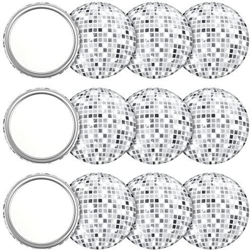 12 Pcs Disco Ball Compact Mirror 2.76 Inch Vintage Round Pocket Mirror Makeup Glass Mini Mirror Handheld Portable Small Mirror for Purse, Women Girls Gifts Disco Party Supplies and Travel Daily Use