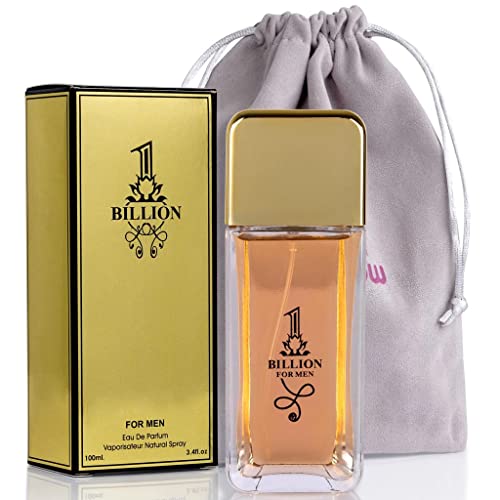 NovoGlow 1 Billion- Eau De Toilette Spray Perfume, Fragrance For Men- Daywear, Casual Daily Cologne Set with Deluxe Suede Pouch- 3.4 Oz Bottle- Ideal EDT Beauty Gift for Birthday, Anniversary
