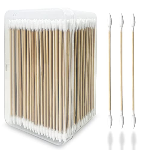 400PCS Precision Gun Cleaning Swabs, Double Ended Cotton Swabs, 6 Inch Long Cotton Swab in Storage Box - Pointed Cotton Swabs, Bamboo Cotton Swabs Lint Free for Gun Cleaning, Electronic, Makeup