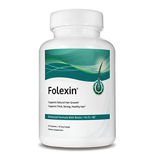 Folexin Hair Growth Support Supplement for Women & Men with Biotin, Vitamin B6 & Other Hair Vitamins for Thicker Hair Growth & Hair Health Support. 60 Capsules