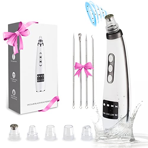 TUNBOT Blackhead Remover - Facial Pore Vacuum Cleaner, Whitehead Extractor Tool, USB Rechargeable, 5 Suction Probes, Blackhead Removal for Women and Men