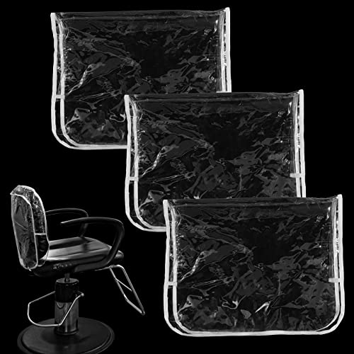 3 Pieces Chair Back Cover Plastic Clear Salon Chair Back Cover Fits Most Standard Chairs Prevent Stains Deform Wear for Barber Shop Salon Office Movie Theater Home 21.5 x 16 x 4.5 Inch (White, Square)