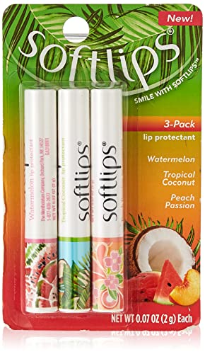 Softlips Limited Edition Tropical Flavors Set: Peach Passion, Tropical Coconut, Watermelon (3 Sticks)