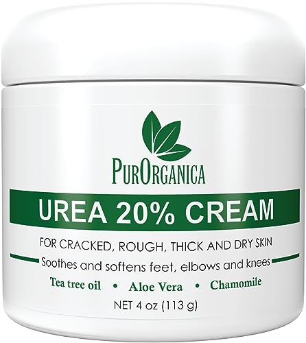 PurOrganica Urea 20% Healing Cream 4 oz - Best Callus Remover - Moisturizes and Rehydrates Hands, Feet and Knees to a Healthy Appearance - Soothes and Softens Thick, Cracked, Rough Dead and Dry Skin