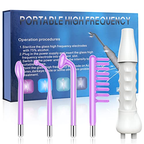High F requency Wand, Yofuly Portable Handheld High F requency Machine with 4 Pcs Tubes -Violet
