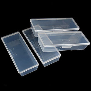 Maryton Clear Box Storage Case for Organizing Professional Pedicure Manicure Kit and Nail Supplies, Plastic Box Nail Art Kits Tools Organizer, 4-Count
