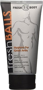 Fresh Body FB - Fresh Balls Lotion, 3.4 fl oz | Men's Anti-Chafing Soothing Cream to Powder - Ball Deodorant and Hygiene for Groin Area - Aluminum-Free, Talc-Free
