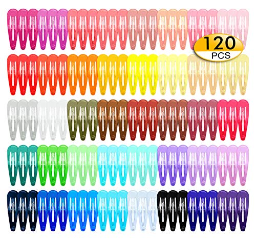 120 Pack Colorful Barrettes, 2 Inch Barrettes Metal Snap Hair Clips Candy Color Hair Accessories for Kids Teens, Toddlers,Women(40 Colors)