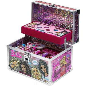 Barbie Movie Kids Makeup Kit for Girls, Real Washable Toy Makeup Set, Barbie Gift, Play Makeup and Pretend Play Toys Ages 3 4 5 6 7 8 9 10 11 12